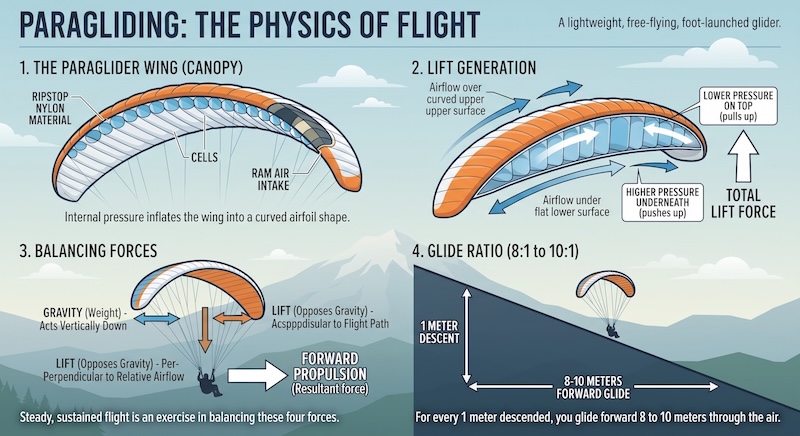Physics of Paragliding flights diagram
